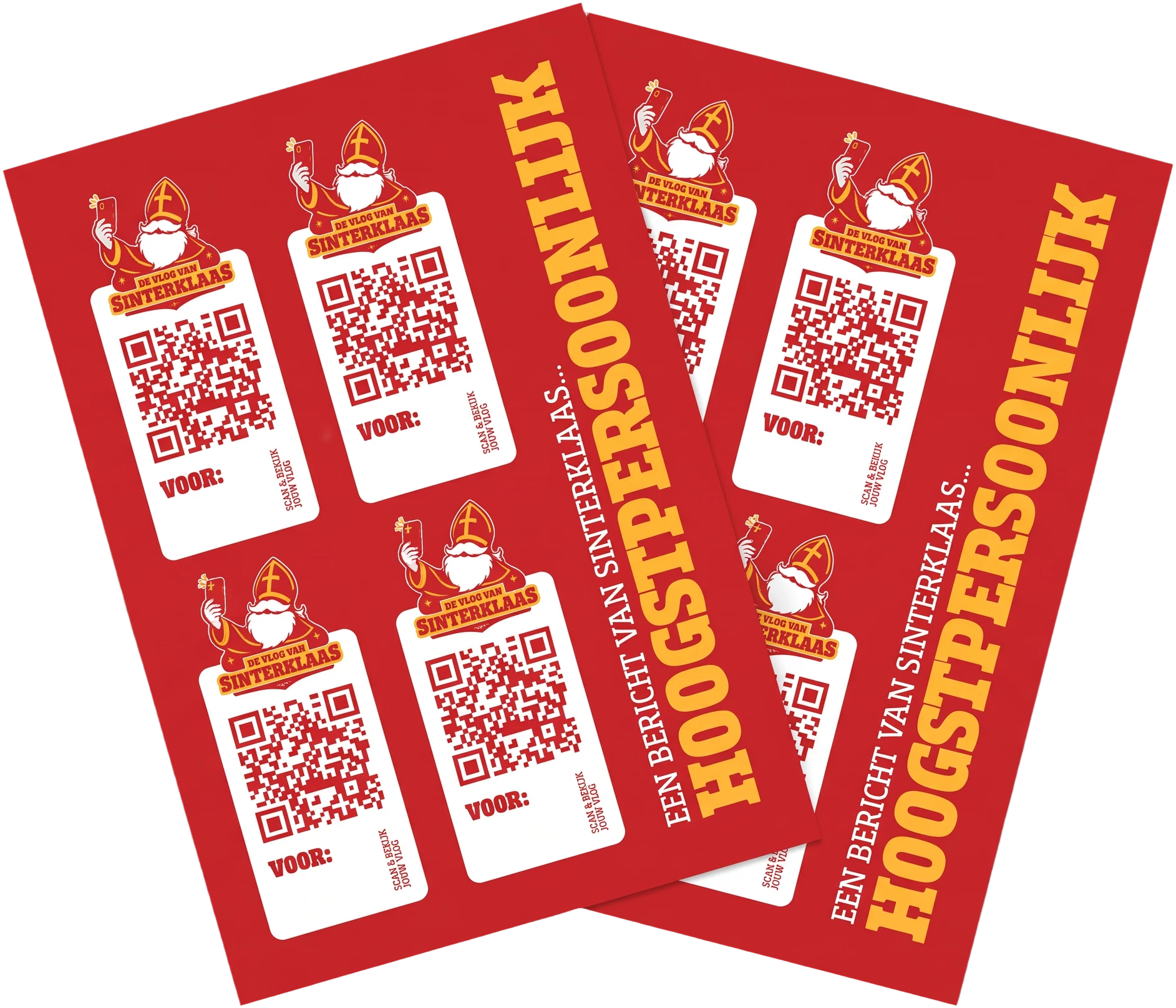 Stickervel met vier QR-code stickers